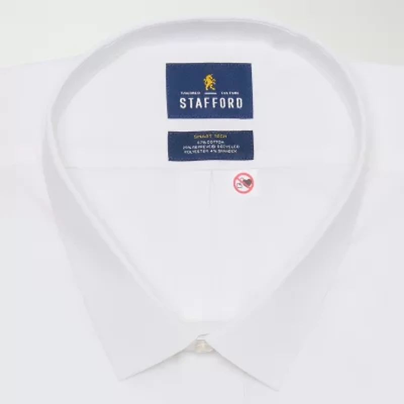 Stafford Smart Tech Mens Big & Tall Regular Fit Easy-on + Easy-off Adaptive Stretch Fabric Wrinkle Free Long Sleeve Dress Shirt