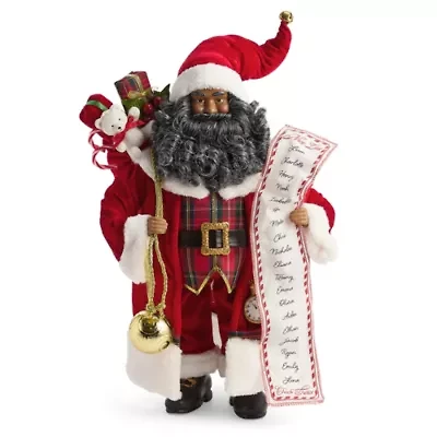 North Pole Trading Co. 18in List African American Christmas Santa Figurine