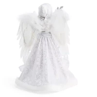 North Pole Trading Co. 16in White And Silver Christmas Angels Figurine