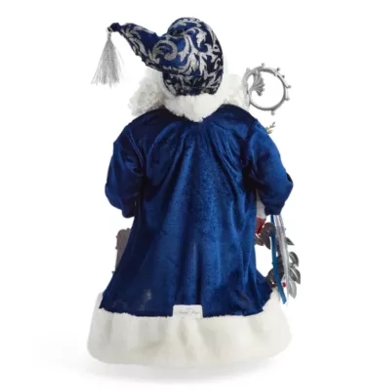 North Pole Trading Co. 18in Blue Coat Christmas Santa Figurine