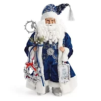 North Pole Trading Co. 18in Blue Coat Christmas Santa Figurine
