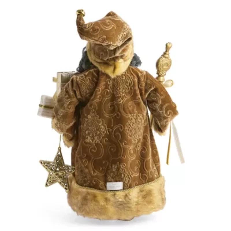 North Pole Trading Co. 18in Gold Coat African American Christmas Santa Figurine
