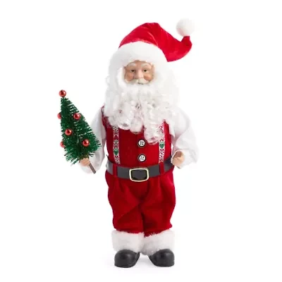 North Pole Trading Co. 12in Suspenders Christmas Santa Figurine