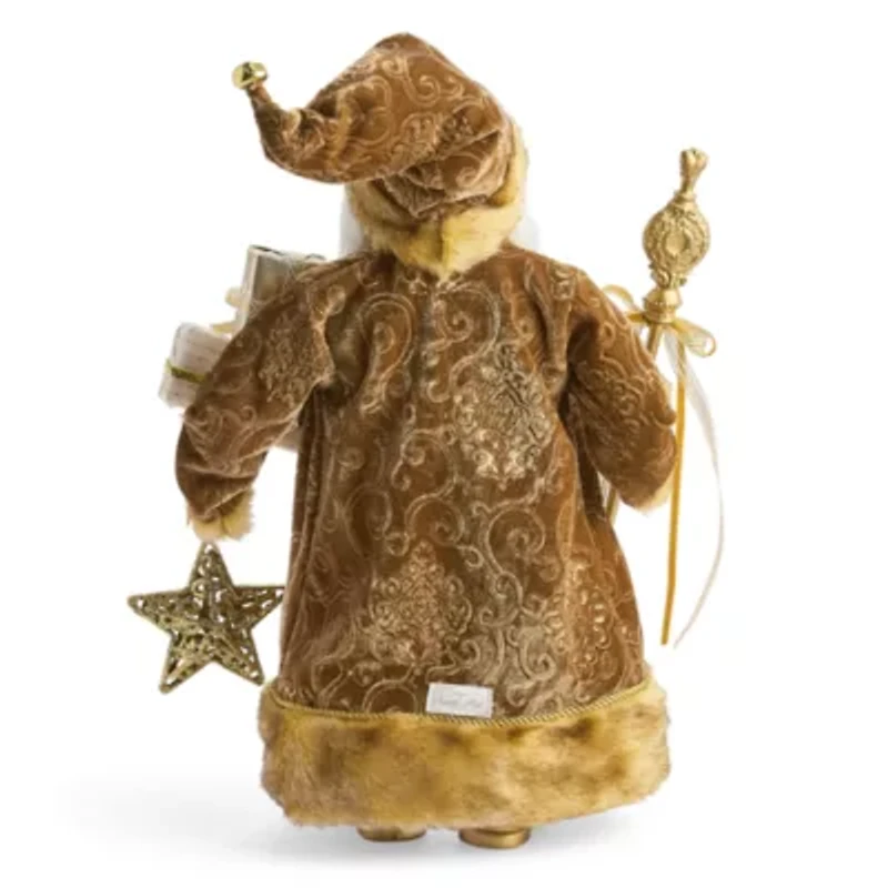 North Pole Trading Co. 18in Gold Coat Christmas Santa Figurine