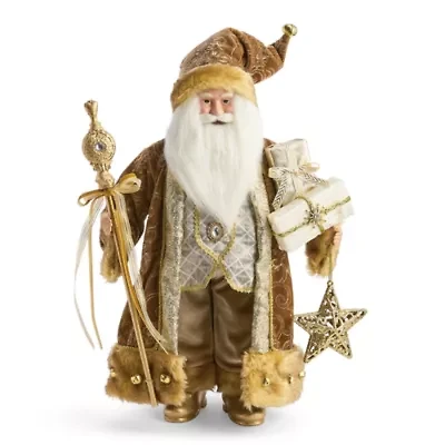 North Pole Trading Co. 18in Gold Coat Christmas Santa Figurine