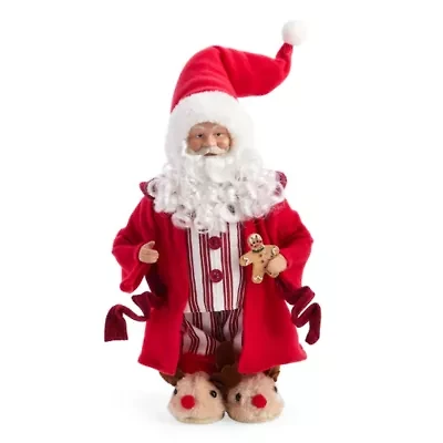 North Pole Trading Co. 12in Pjs Christmas Santa Figurine