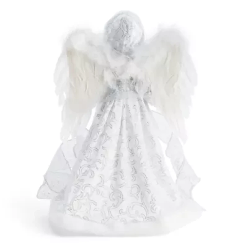 North Pole Trading Co. 16in White And Silver African American Christmas Angels Figurine