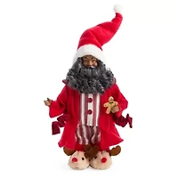 North Pole Trading Co. 12in Pjs African American Christmas Santa Figurine