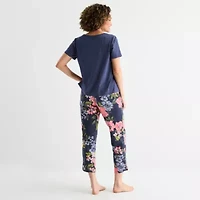 Liz Claiborne Womens V-Neck Short Sleeve 2-pc. Pajama Sets