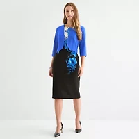 Maya Brooke Womens Floral Jacket Dress