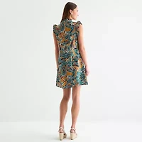 52seven Womens Sleeveless Leaf Swing Dresses