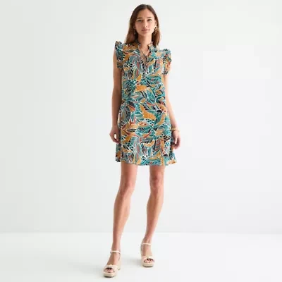 52seven Womens Sleeveless Leaf Swing Dresses