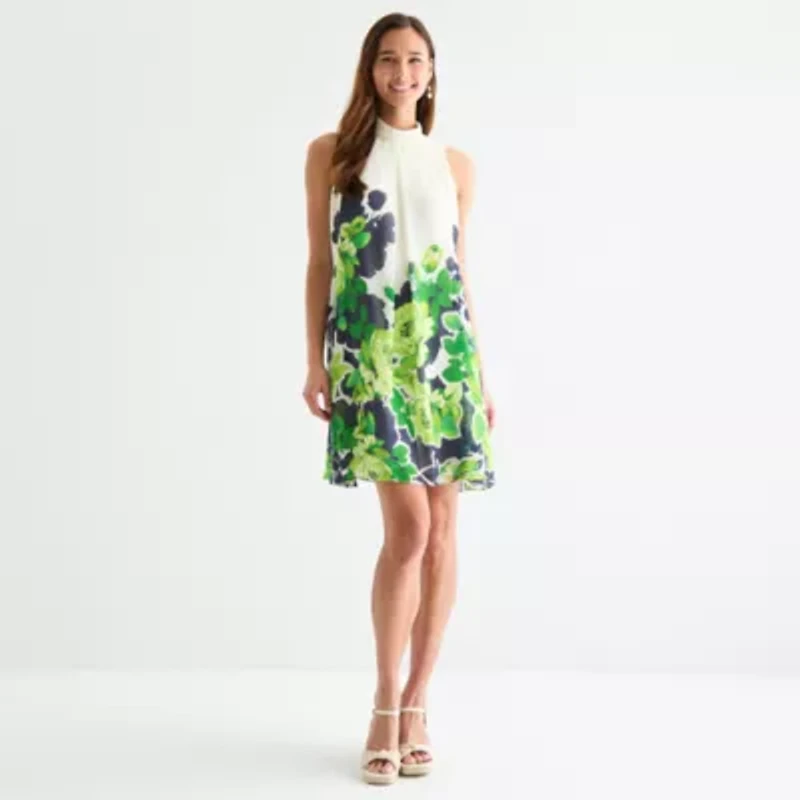Robbie Bee Womens Sleeveless Floral Swing Dresses