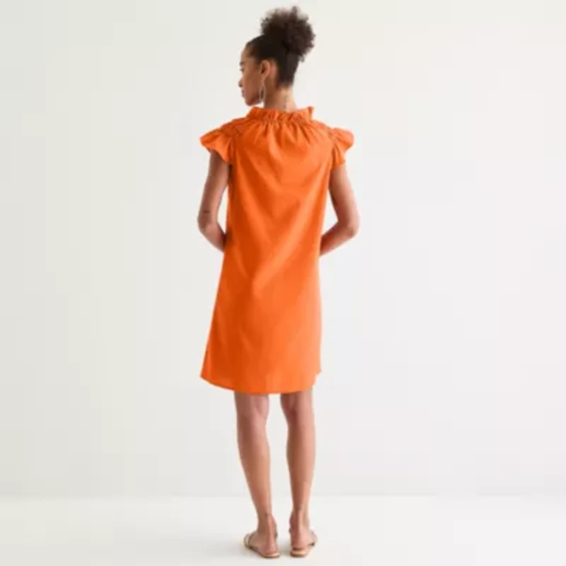 Robbie Bee Womens Short Sleeve Shift Dress