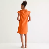 Robbie Bee Womens Short Sleeve Shift Dress