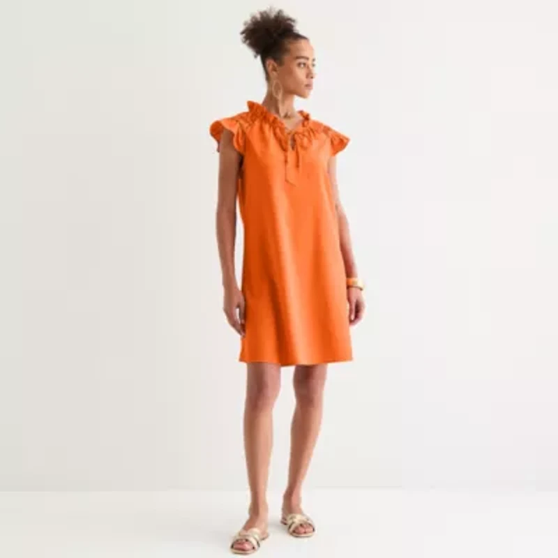 Robbie Bee Womens Short Sleeve Shift Dress