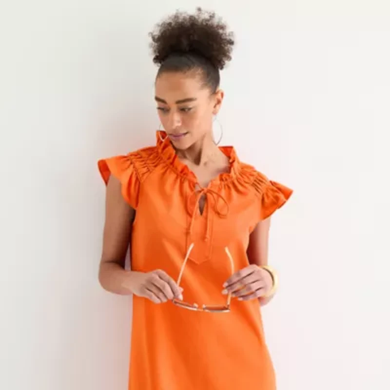Robbie Bee Womens Short Sleeve Shift Dress