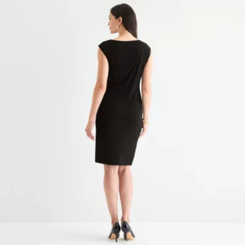Connected Apparel Womens Sleeveless Floral Sheath Dress