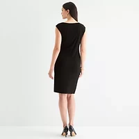 Connected Apparel Womens Sleeveless Floral Sheath Dress