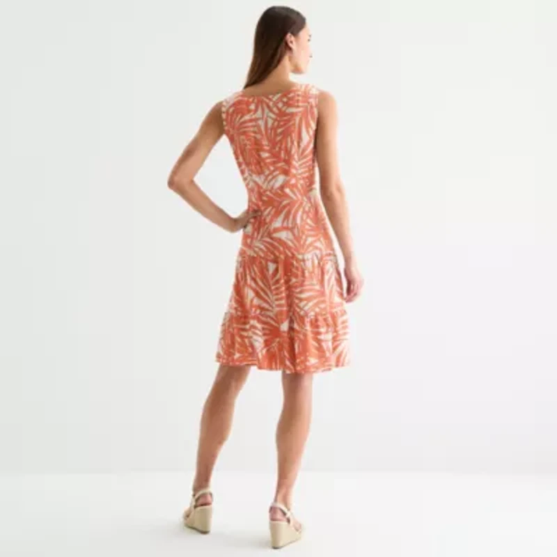 Connected Apparel Womens Sleeveless Fit + Flare Dress
