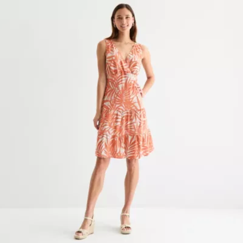 Connected Apparel Womens Sleeveless Fit + Flare Dress