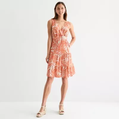 Connected Apparel Womens Sleeveless Fit + Flare Dress