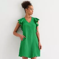 52seven Womens Short Sleeve Shift Dress