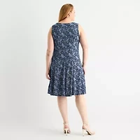 Perceptions Womens Floral Jacket Dress Plus
