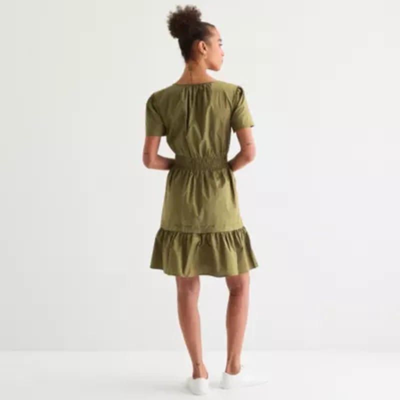Be by CHETTA B Womens Short Sleeve Fit + Flare Dress