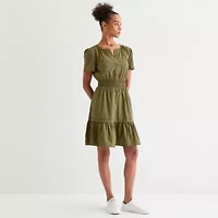 Be by CHETTA B Womens Short Sleeve Fit + Flare Dress