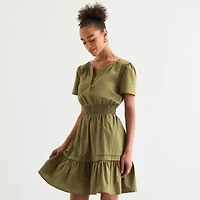 Be by CHETTA B Womens Short Sleeve Fit + Flare Dress
