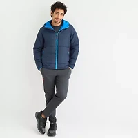 Sierra Pacific Mens Hooded Water Resistant Midweight Puffer Jacket
