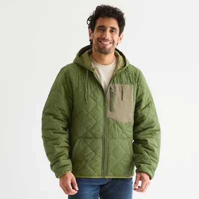 Sierra Pacific Mens Hooded Water Resistant Midweight Quilted Jacket