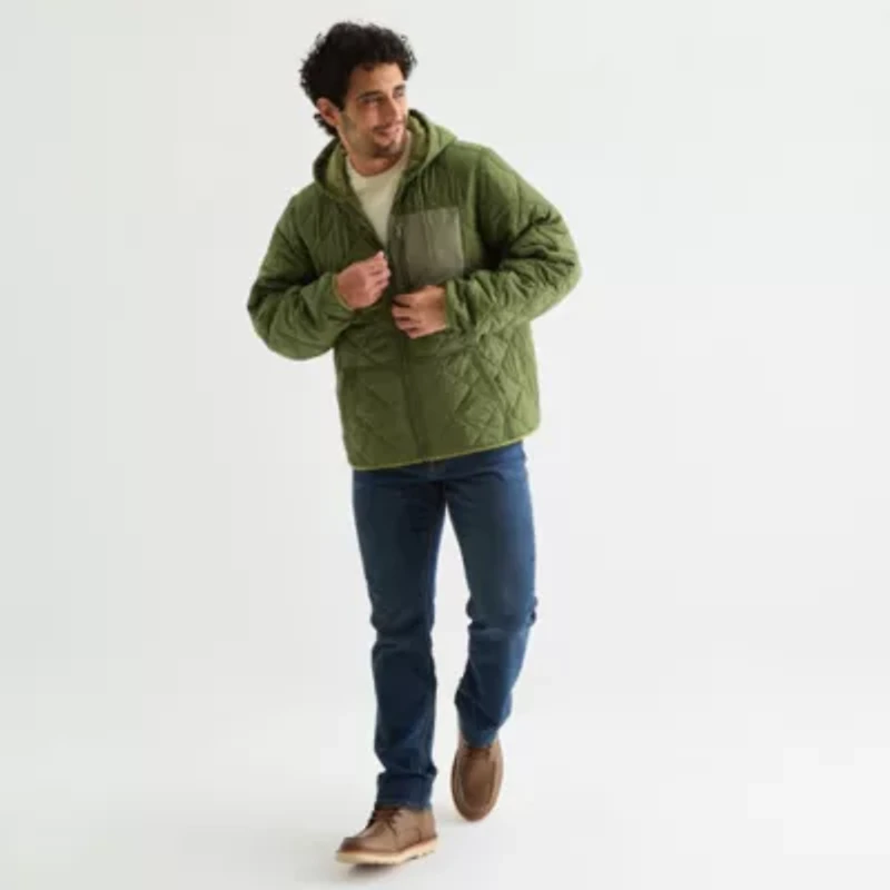 Sierra Pacific Mens Hooded Water Resistant Midweight Quilted Jacket