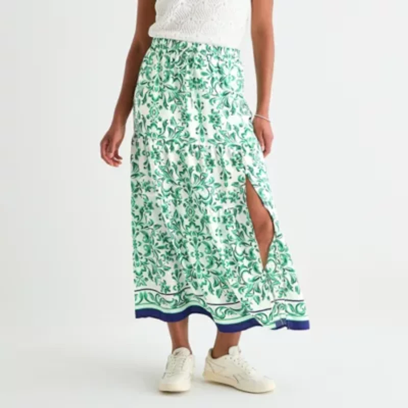 by&by Womens Mid Rise Maxi Skirt