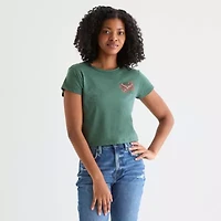 Arizona Womens Crew Neck Short Sleeve Juniors Graphic T-Shirt