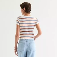 Arizona Womens Crew Neck Short Sleeve Juniors Graphic T-Shirt