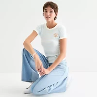 Arizona Womens Crew Neck Short Sleeve Juniors Graphic T-Shirt
