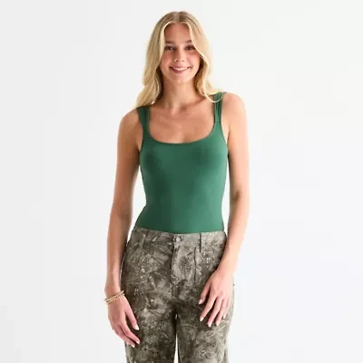 Arizona Womens Juniors Square Neck Sleeveless Bodysuit