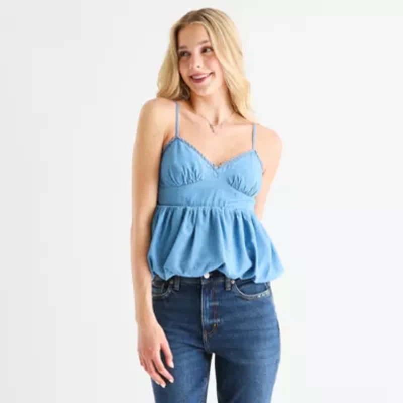 Arizona Womens Juniors Sweetheart Neck Sleeveless Tank Top