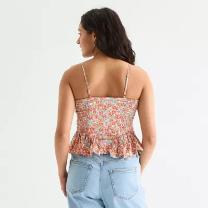 Arizona Womens Juniors Sweetheart Neck Sleeveless Tank Top