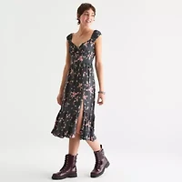 Arizona Womens Sleeveless Floral Midi Peasant Dress Juniors