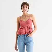 Arizona Womens Juniors Sweetheart Neck Sleeveless Tank Top