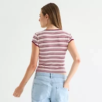 Arizona Womens Round Neck Short Sleeve Juniors T-Shirt