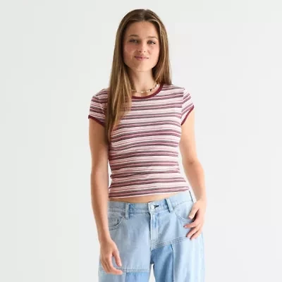 Arizona Womens Round Neck Short Sleeve Juniors T-Shirt