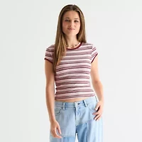 Arizona Womens Round Neck Short Sleeve Juniors T-Shirt