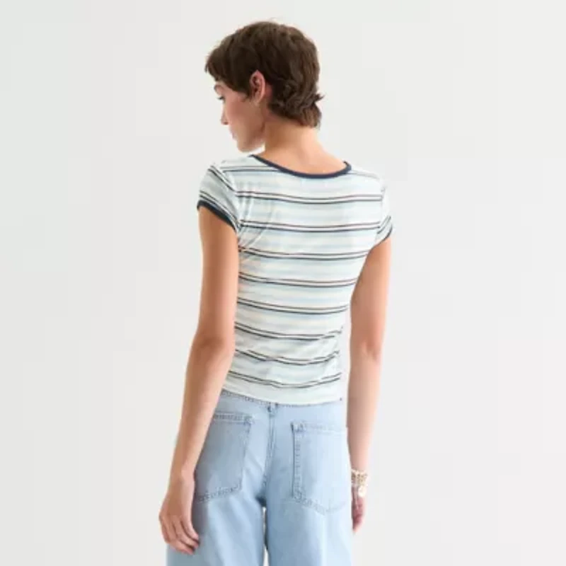 Arizona Womens Round Neck Short Sleeve Juniors T-Shirt