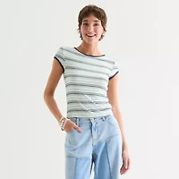 Arizona Womens Round Neck Short Sleeve Juniors T-Shirt