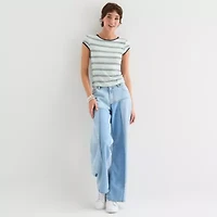 Arizona Womens Round Neck Short Sleeve Juniors T-Shirt