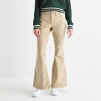 Arizona Womens Flare Low Rise Slim Fit Juniors Flat Front Pant